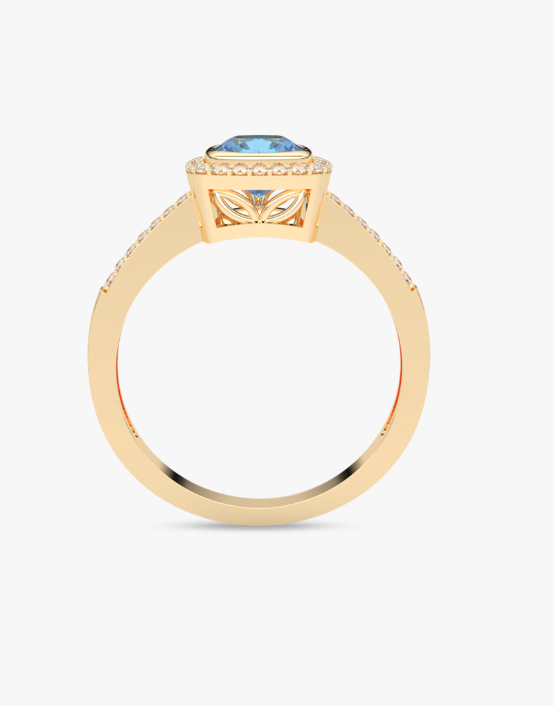Pierścionek z Niebieskim Topazem i Brylantami - Venetia Jewels - 14K złoto z brylantami