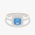 Pierścionek z Niebieskim Topazem i Brylantami Biały - Venetia Jewels - 14K złoto z brylantami