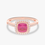 Pierścionek z Różowym Turmalinem i Brylantami Różowy - Venetia Jewels - 14K złoto z brylantami