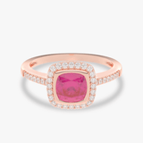 Pierścionek z Różowym Turmalinem i Brylantami Różowy - Venetia Jewels - 14K złoto z brylantami