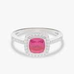 Pierścionek z Różowym Turmalinem i Brylantami Biały - Venetia Jewels - 14K złoto z brylantami