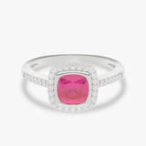 Pierścionek z Różowym Turmalinem i Brylantami Biały - Venetia Jewels - 14K złoto z brylantami