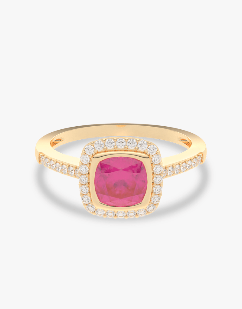 Pierścionek z Różowym Turmalinem i Brylantami - Venetia Jewels - 14K złoto z brylantami