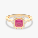 Pierścionek z Różowym Turmalinem i Brylantami - Venetia Jewels - 14K złoto z brylantami