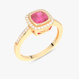 Pierścionek z Różowym Turmalinem i Brylantami żółty - Venetia Jewels - 14K złoto z brylantami