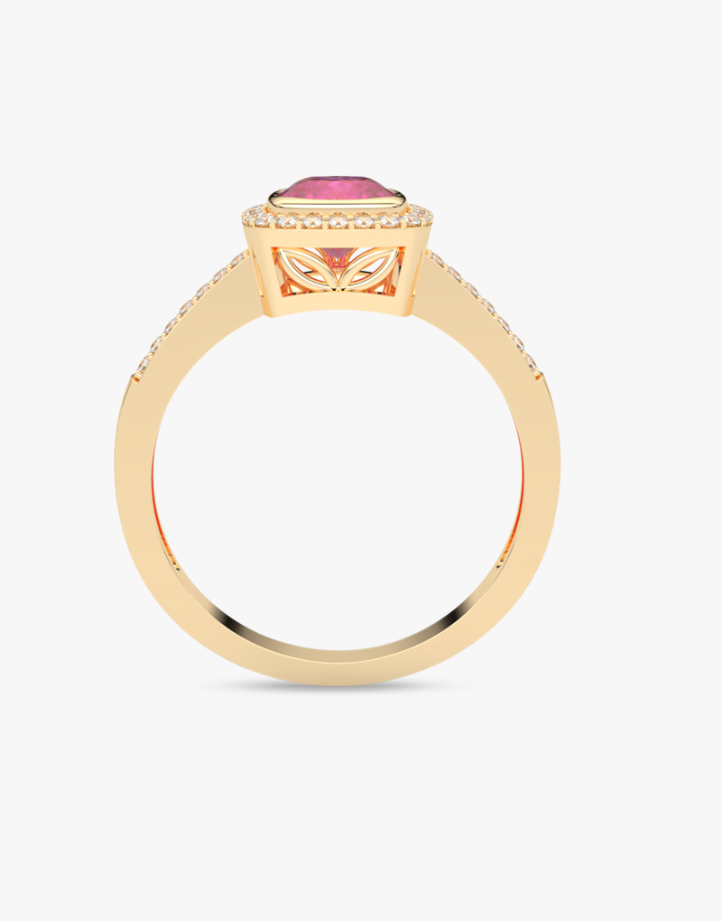 Pierścionek z Różowym Turmalinem i Brylantami - Venetia Jewels - 14K złoto z brylantami