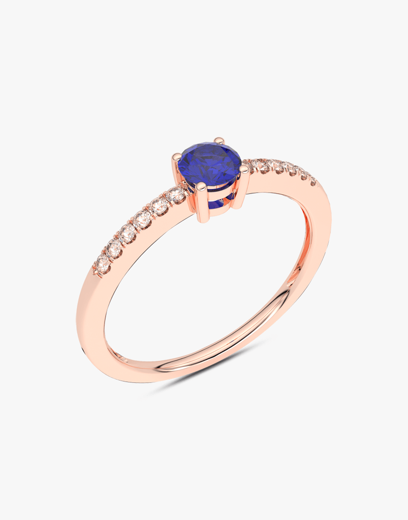 Klasyczny Szafirowy Pierścionek z Brylantami Różowy - Venetia Jewels - 14K złoto z brylantami