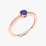 Klasyczny Szafirowy Pierścionek z Brylantami Różowy - Venetia Jewels - 14K złoto z brylantami