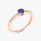 Klasyczny Szafirowy Pierścionek z Brylantami Różowy - Venetia Jewels - 14K złoto z brylantami