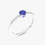 Klasyczny Szafirowy Pierścionek z Brylantami Biały - Venetia Jewels - 14K złoto z brylantami