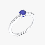 Klasyczny Szafirowy Pierścionek z Brylantami Biały - Venetia Jewels - 14K złoto z brylantami