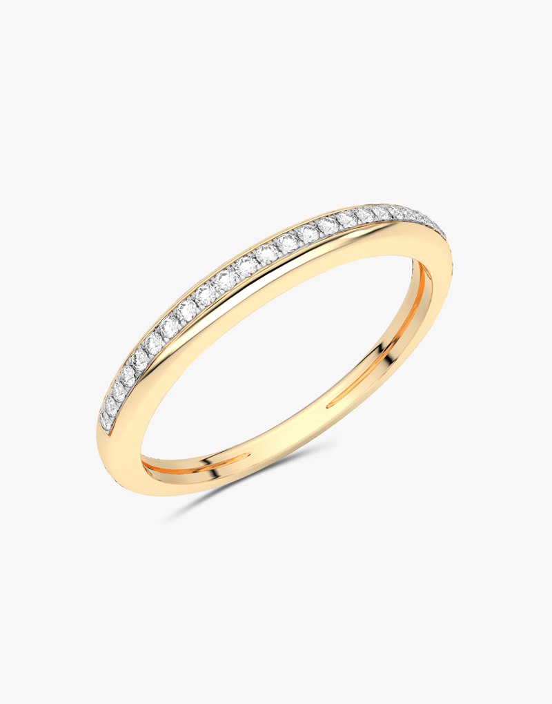 Obrączka z Paskiem Brylantów żółty - Venetia Jewels - 14K złoto z brylantami