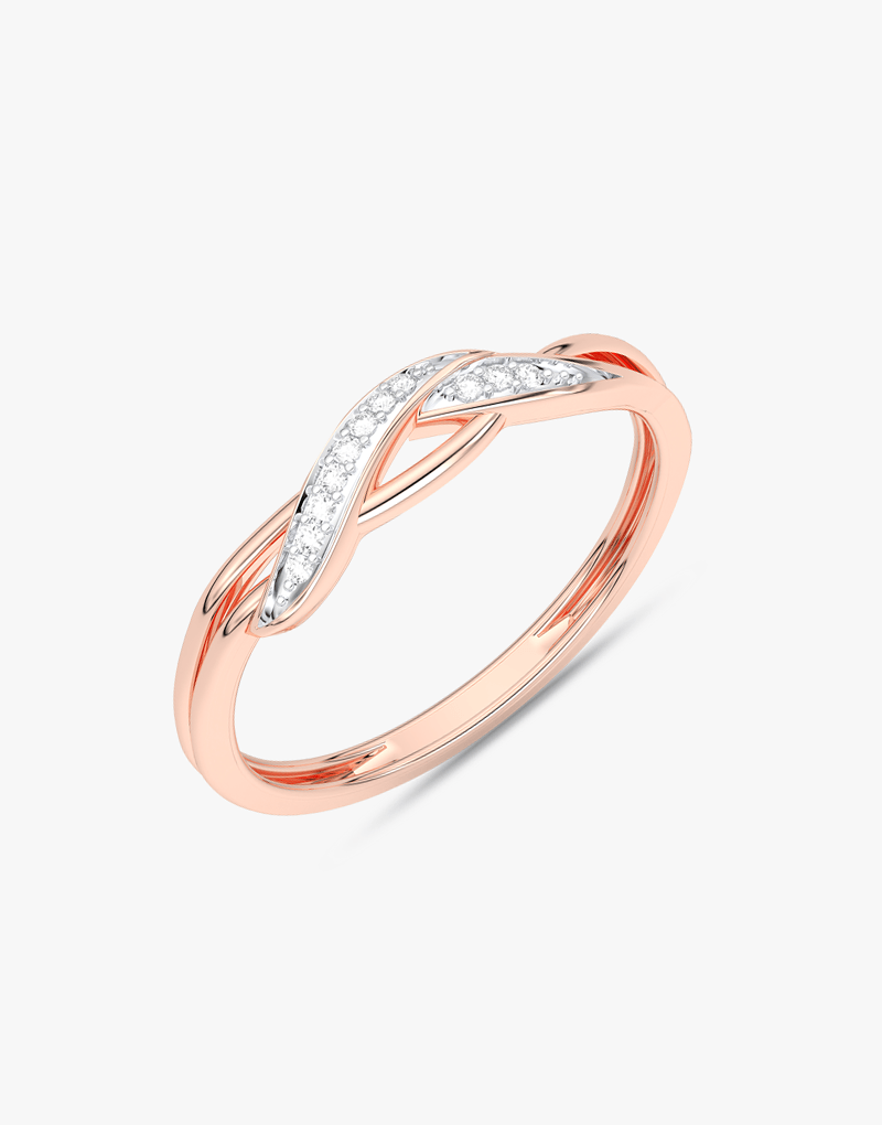 Kręty Pierścionek z Brylantami Różowy - Venetia Jewels - 14K złoto z brylantami