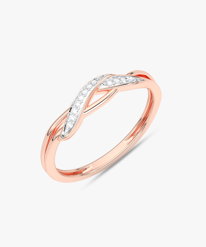 Kręty Pierścionek z Brylantami Różowy - Venetia Jewels - 14K złoto z brylantami