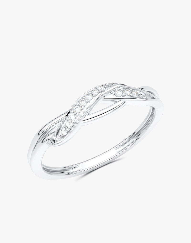 Kręty Pierścionek z Brylantami Biały - Venetia Jewels - 14K złoto z brylantami