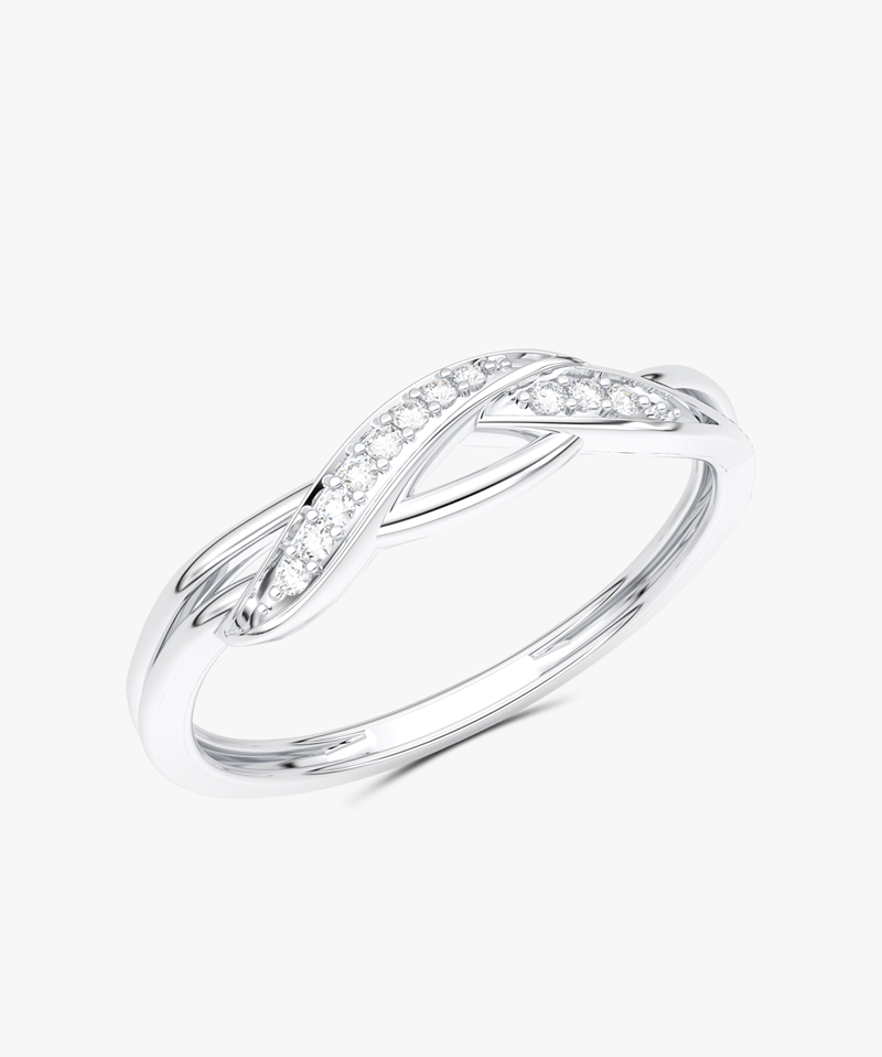 Kręty Pierścionek z Brylantami Biały - Venetia Jewels - 14K złoto z brylantami