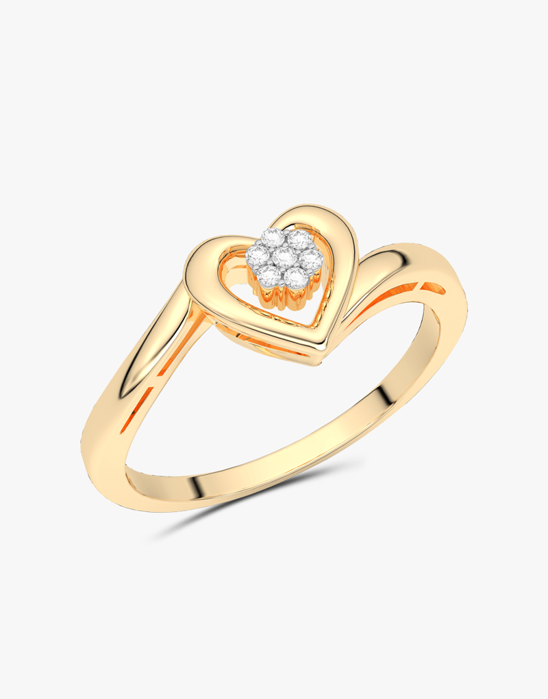 Pierścionek z Brylantowym Sercem żółty - Venetia Jewels - 14K złoto z brylantami