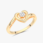 Pierścionek z Brylantowym Sercem żółty - Venetia Jewels - 14K złoto z brylantami