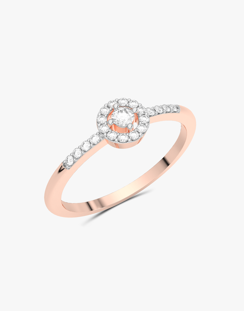 Klasyczny Pierścionek z Brylantami Różowy - Venetia Jewels - 14K złoto z brylantami