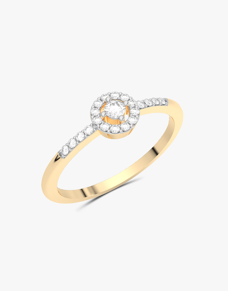 Klasyczny Pierścionek z Brylantami żółty - Venetia Jewels - 14K złoto z brylantami