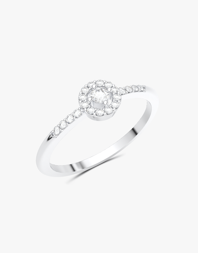 Klasyczny Pierścionek z Brylantami Biały - Venetia Jewels - 14K złoto z brylantami