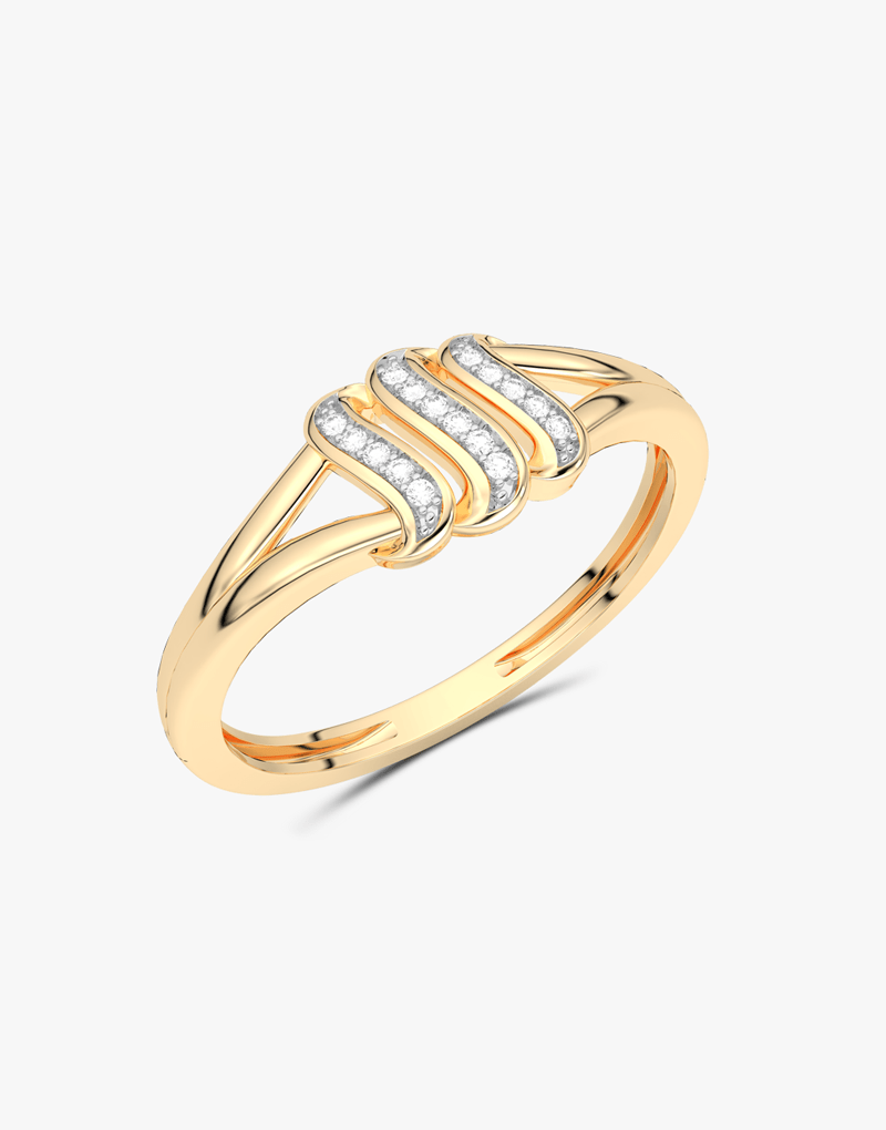 Falujący Pierścionek z Brylantami żółty - Venetia Jewels - 14K złoto z brylantami