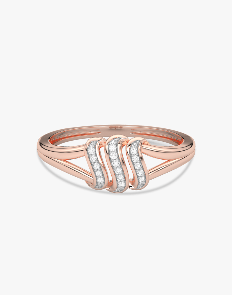 Falujący Pierścionek z Brylantami Różowy - Venetia Jewels - 14K złoto z brylantami