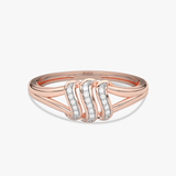 Falujący Pierścionek z Brylantami Różowy - Venetia Jewels - 14K złoto z brylantami