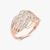 Klasyczny Koktajlowy Pierścionek Różowy - Venetia Jewels - 14K złoto z brylantami