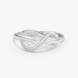 Pierścionek z Motywem Brylantowej Nieskończoności Biały - Venetia Jewels - 14K złoto z brylantami