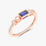 Klasyczny Szafirowy Pierścionek z Brylantowymi Okręgami Różowy - Venetia Jewels - 14K złoto z brylantami