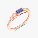 Klasyczny Szafirowy Pierścionek z Brylantowymi Okręgami Różowy - Venetia Jewels - 14K złoto z brylantami