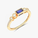 Klasyczny Szafirowy Pierścionek z Brylantowymi Okręgami - Venetia Jewels - 14K złoto z brylantami