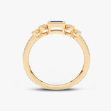 Klasyczny Szafirowy Pierścionek z Brylantowymi Okręgami - Venetia Jewels - 14K złoto z brylantami