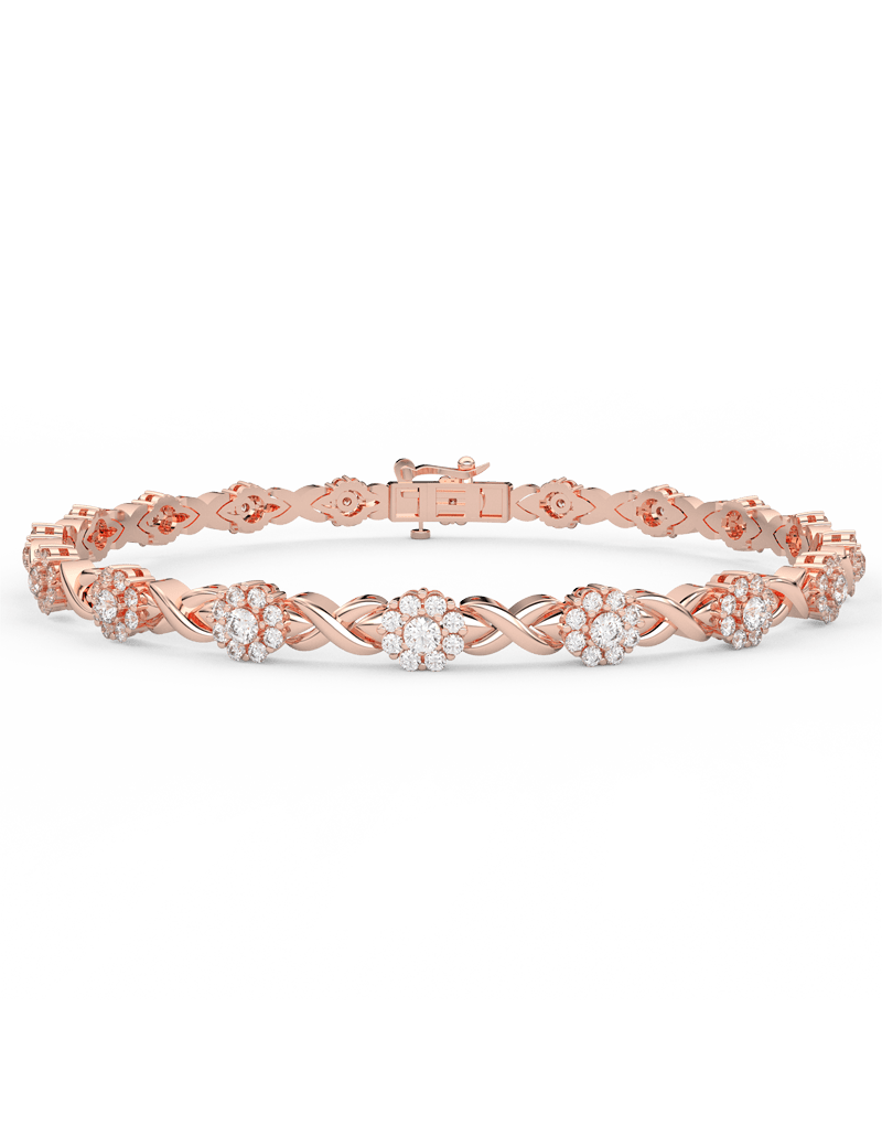 Bransoletka infinity z brylantami w różowym złocie, elegancka i klasyczna biżuteria od Venetia Jewels