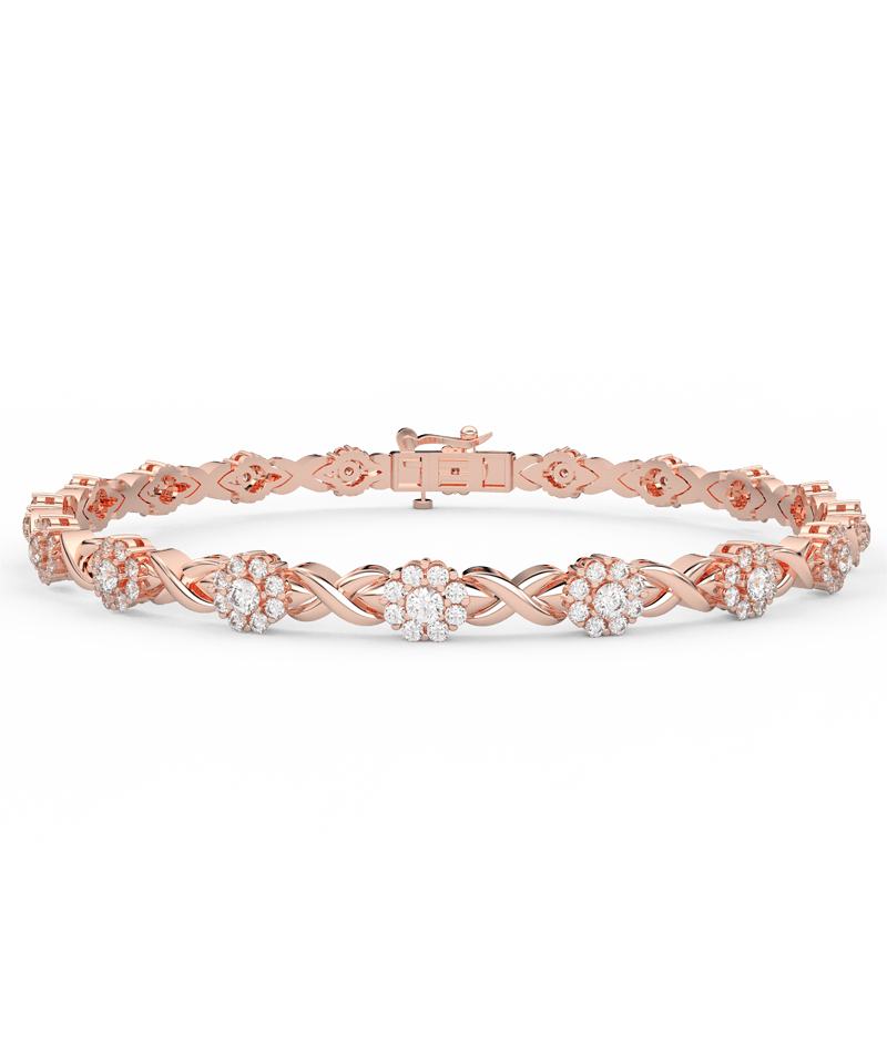 Bransoletka infinity z brylantami w różowym złocie, elegancka i klasyczna biżuteria od Venetia Jewels