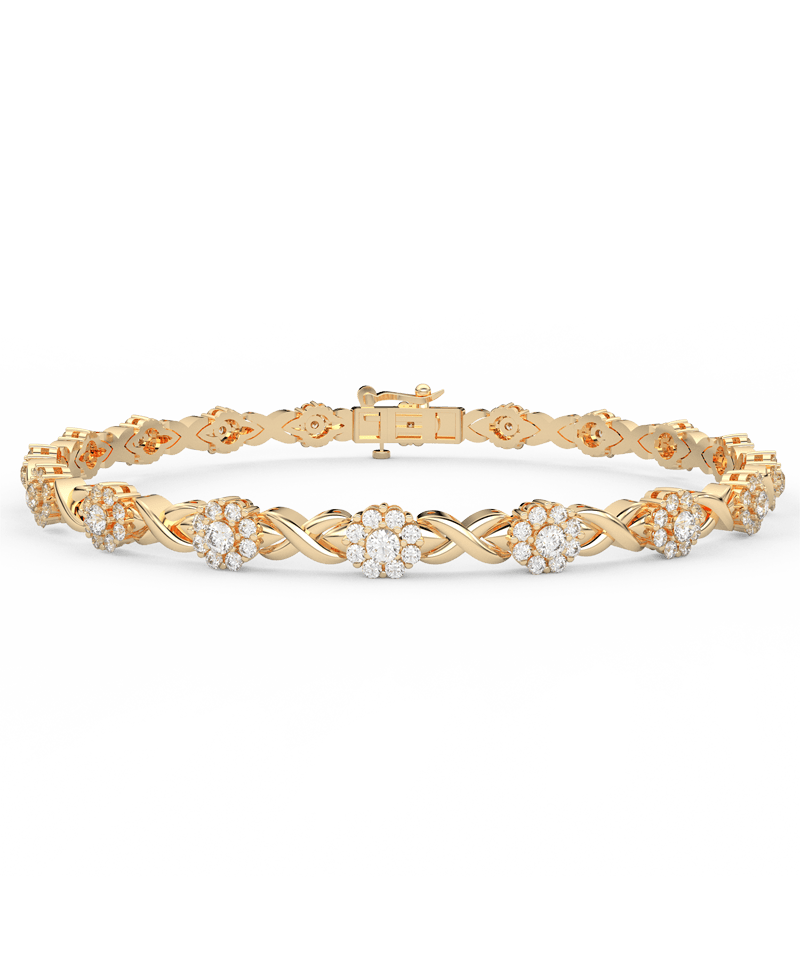 Elegancka bransoletka infinity z brylantami od Venetia Jewels w złotym wykończeniu.