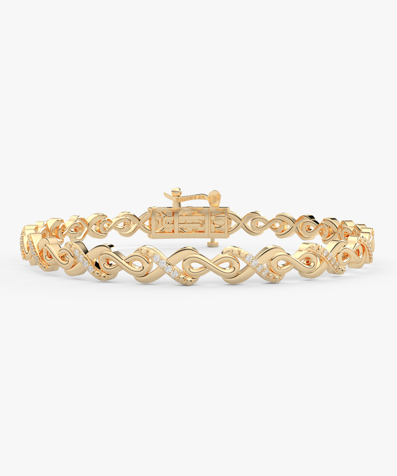 Bransoletka infinity złoto 14k z diamentami, elegancka biżuteria od Venetia Jewels