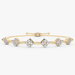 Elegancka bransoletka z brylantami od Venetia Jewels w złotym kolorze z ozdobnymi kwiatami