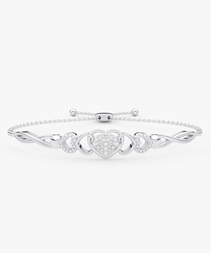 Bransoletka z brylantem serce od Venetia Jewels w stylowym, eleganckim wzorze ze srebrem