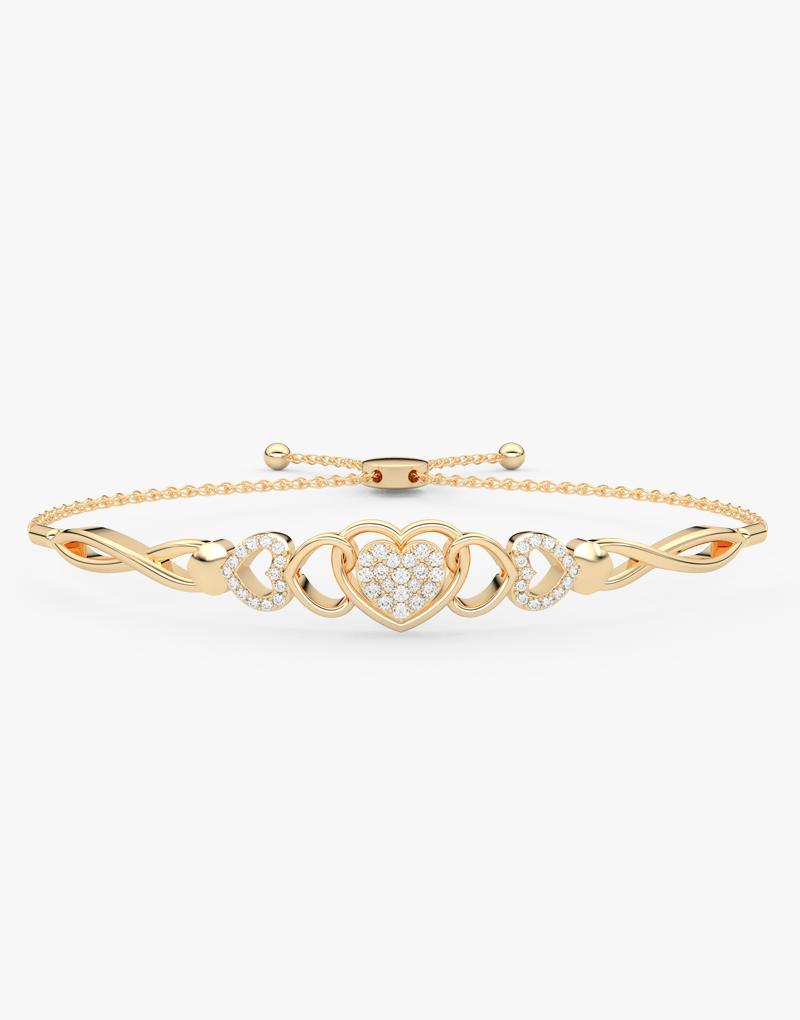 Złota bransoletka z brylantem serce z delikatnym wzorem i zapięciem, idealna na każdą okazję