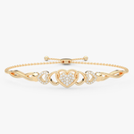 Złota bransoletka z brylantem serce z delikatnym wzorem i zapięciem, idealna na każdą okazję