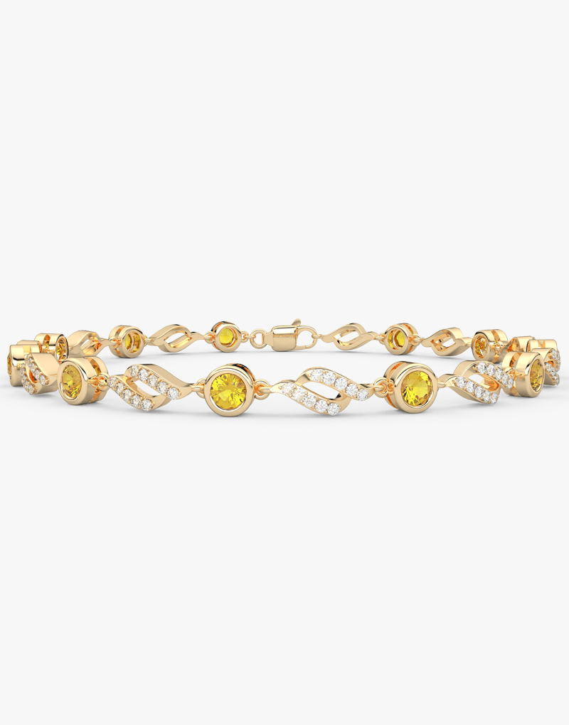 Bransoletka z żółtym szafirem i brylantami w eleganckim złotym designie od Venetia Jewels