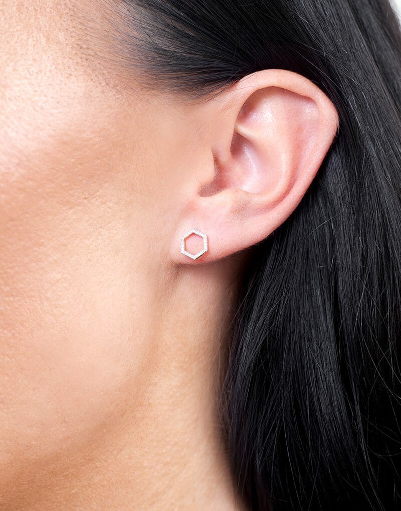 Damskie brylantowe kolczyki sztyfty w kształcie heksagonu od Venetia Jewels