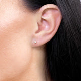 Brylantowe kolczyki sztyfty Venetia Jewels na uchu, minimalistyczny i elegancki design