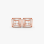 Eleganckie kwadratowe kolczyki z brylantami od Venetia Jewels w różowym złocie