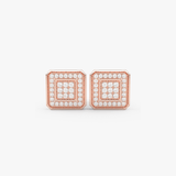 Eleganckie kwadratowe kolczyki z brylantami od Venetia Jewels w różowym złocie