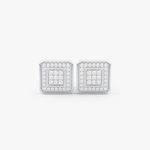 Eleganckie kwadratowe kolczyki z brylantami od Venetia Jewels, idealne na wyjątkowe okazje