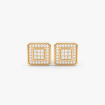 Eleganckie kwadratowe kolczyki z brylantami od Venetia Jewels w złotej oprawie
