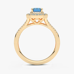 Złoty pierścionek z niebieskim topazem i brylantami, elegancki i stylowy design od Venetia Jewels